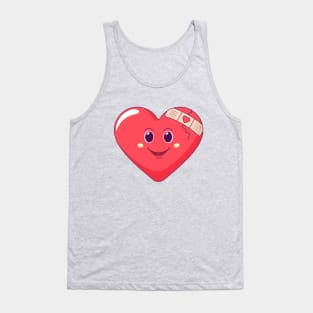 Cracked red heart with restoring patch Tank Top